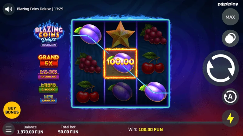 Blazing Coins Deluxe alapjáték nyeremény