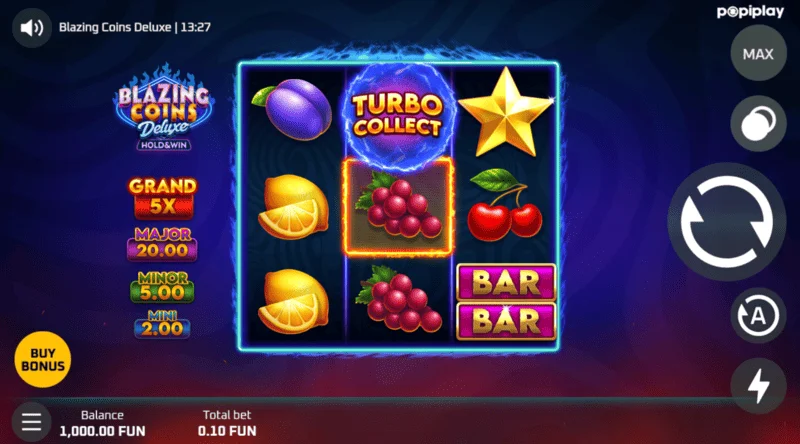 Blazing Coins Deluxe játék képernyő